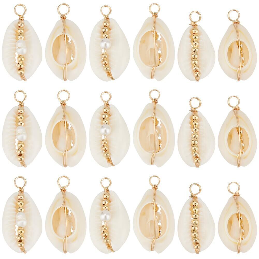 9594 1 Box 30Pcs Natural Shell Charms Bulk Summer Ocean Beach Seashells